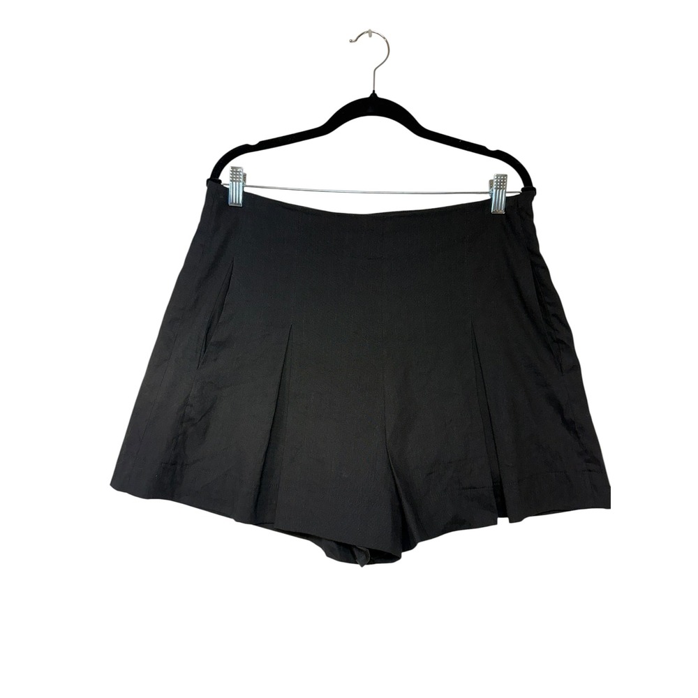Vince Black Pleated Linen Blend Shorts High Rise Side Zip Size 12 V756221199 - Picture 2 of 10
